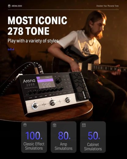 Donner Arena 2000 Multi-Effect Pedal – 278 Effects, IR AMP, Drum Looper, MIDI In, Software App for Electric Guitar
