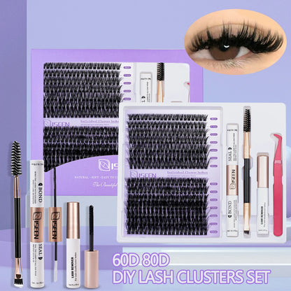 DIY Lash Extension Kit – Mix Styles Lash Clusters, Individual Lashes, Bond & Seal, Remover, Tweezers & Lash Brush for Easy Self-Application Makeup
