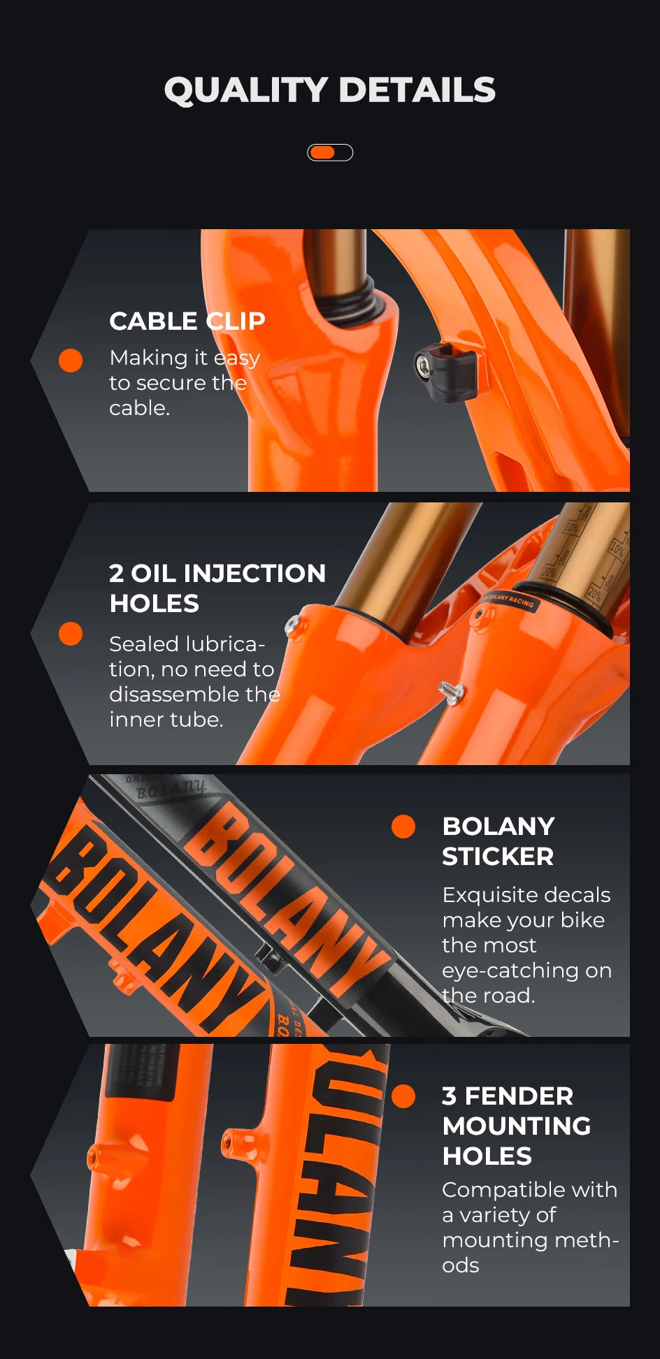 BOLANY Bike Air Fork – 27.5/29inch, 120mm Travel, Lightweight Magnesium Alloy Oil Air Suspension with Quick Release