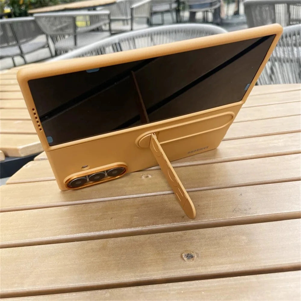 Luxury Standable Matte Silicone Phone Case for Samsung Galaxy Z Fold 6-7 – Skin Feel Full-Back Protective Cover