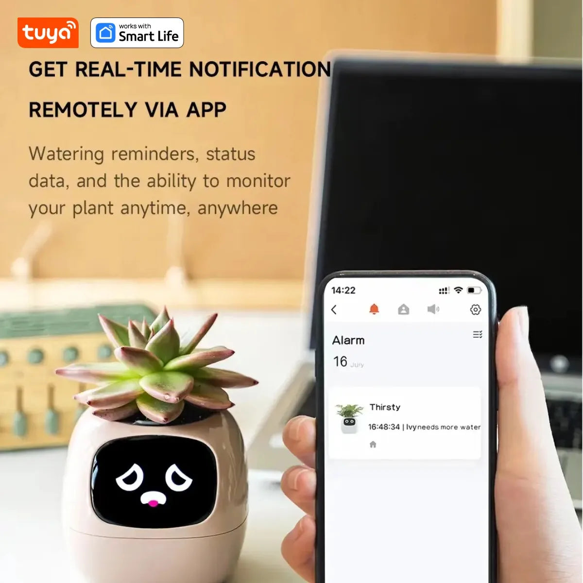 Tuya Ivy Smart Planter with AI Chips and 7 Smart Sensors - Over 49 Expressions for Easy and Fun Plant Care