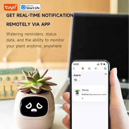 Tuya Ivy Smart Planter with AI Chips and 7 Smart Sensors - Over 49 Expressions for Easy and Fun Plant Care