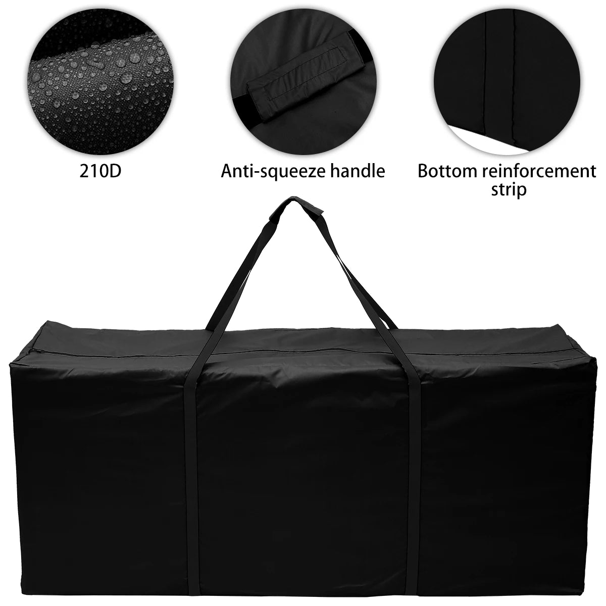 Outdoor Garden Furniture Cushion Storage Bag — Waterproof Zipped Trunk Case, Heavy-Duty 210D Rip-Proof Oxford Fabric