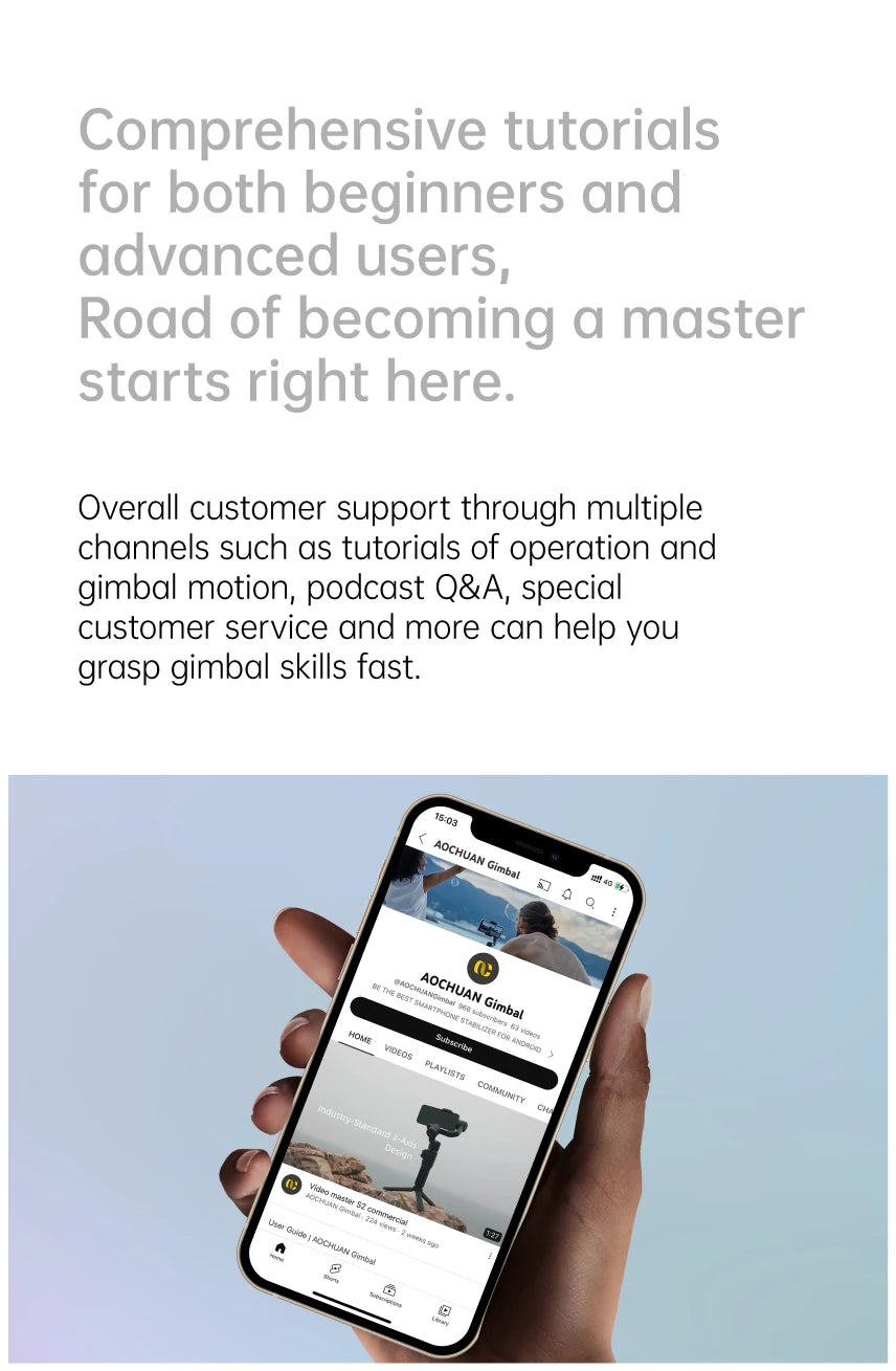 AOCHUAN 3-Axis Handheld Gimbal Stabilizer – SmartXE for iPhone & Android with AI Face Tracking for TikTok & Vlog