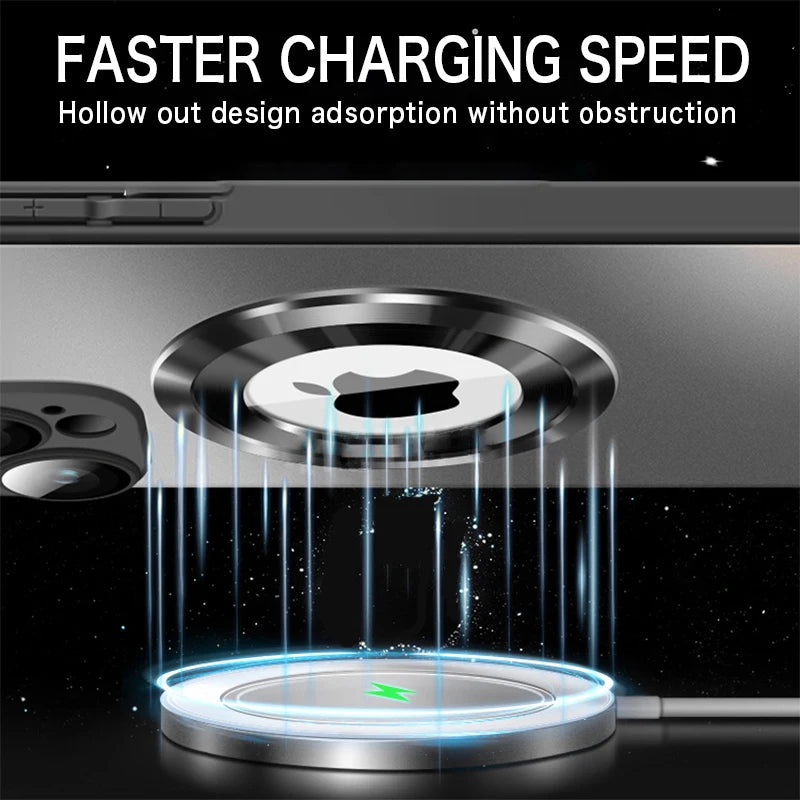 Tempered Glass Matte MagSafe Case — Shockproof Magnetic Wireless Charging Cover for iPhone 14–16 Pro Max
