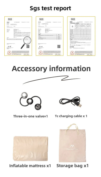 MOUNTAINHIKER 2025 Inflatable Air Mattress - PVC Glamping Camping / interior Bed Mat with Built-In Pump for 1-3 Person