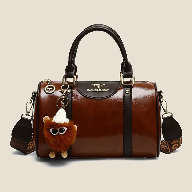 2025 High-End Retro Women’s Handbag – Versatile Autumn/Winter Handheld & Crossbody Light Luxury Bowling Bag