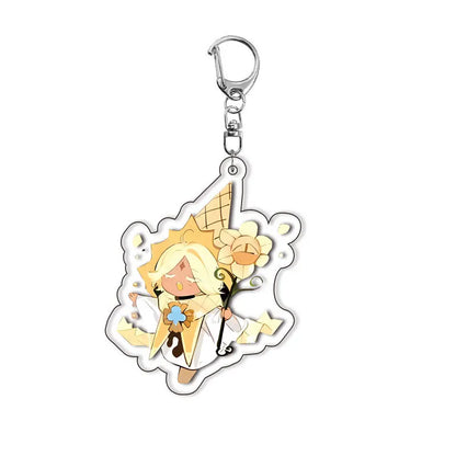 Cookie Run Kingdoms Camellia Cookie Acrylic Keychain – Candy Milk Shadow & Pure Vanilla Bag Accessory Gift