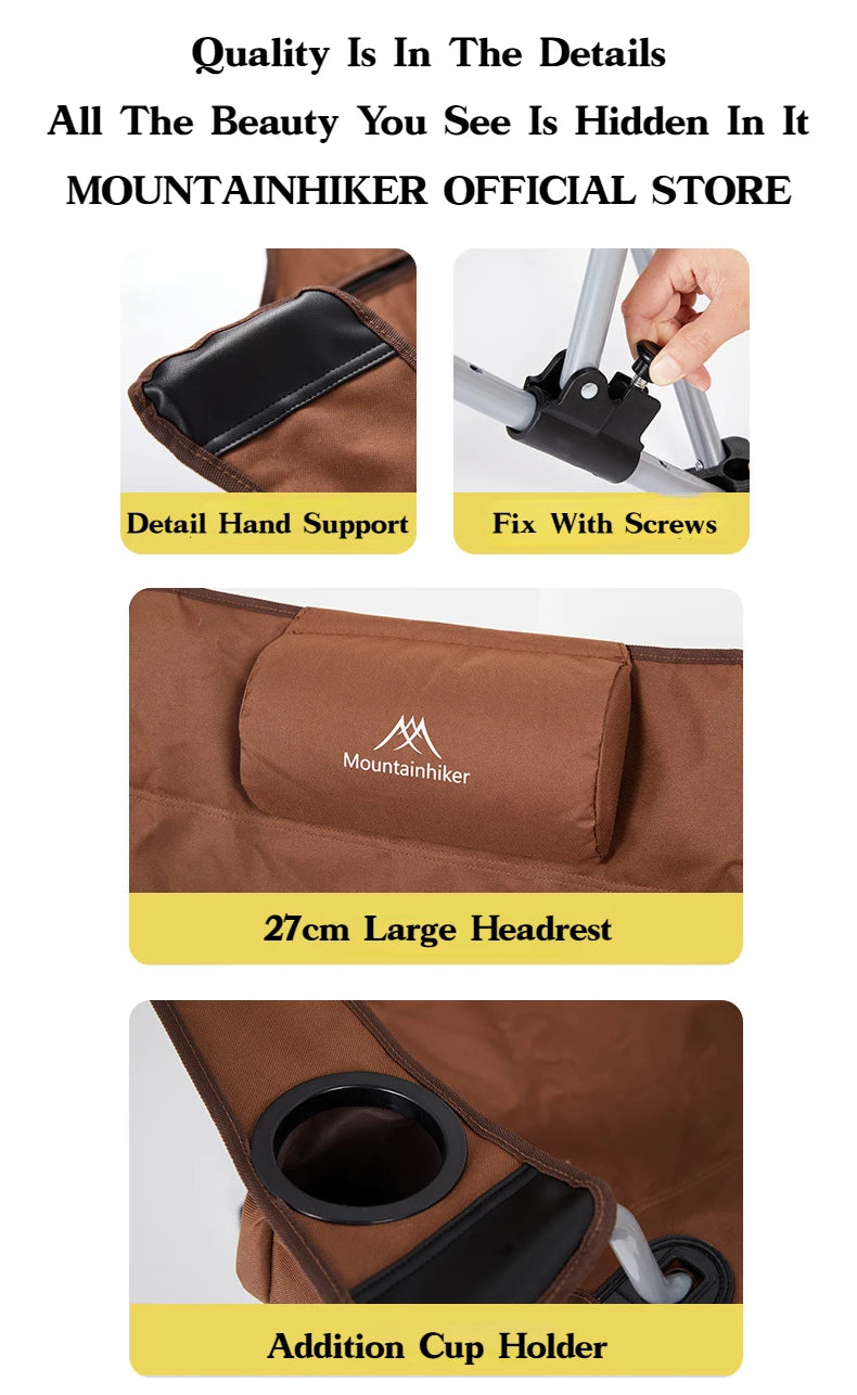 MOUNTAINHIKER 4-Speed Adjustable Folding Lounge Chair – Ultra-Light Portable Camping & Fishing Chair