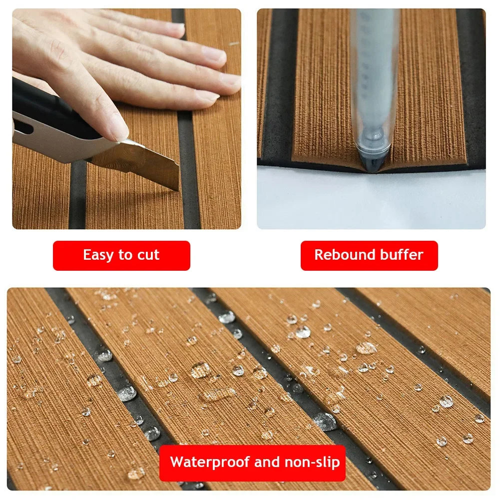 2.4m Self-Adhesive EVA Foam Boat Flooring | Faux Teak Marine Decking Sheet for Yacht, 8 Styles