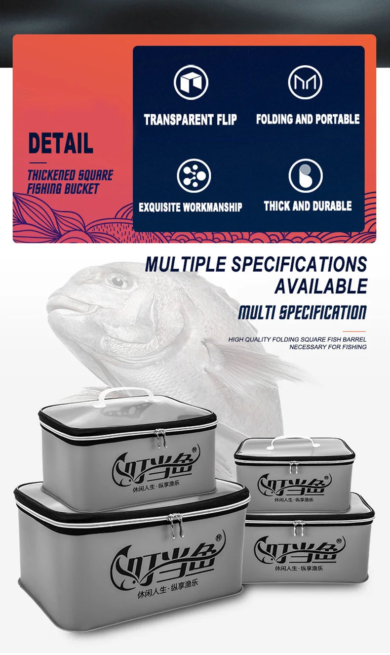 Multifunction EVA Folding Fishing Bag – Live Fish Bucket and Water Container, 4L/6L/10L/14L Tackle Storage Case