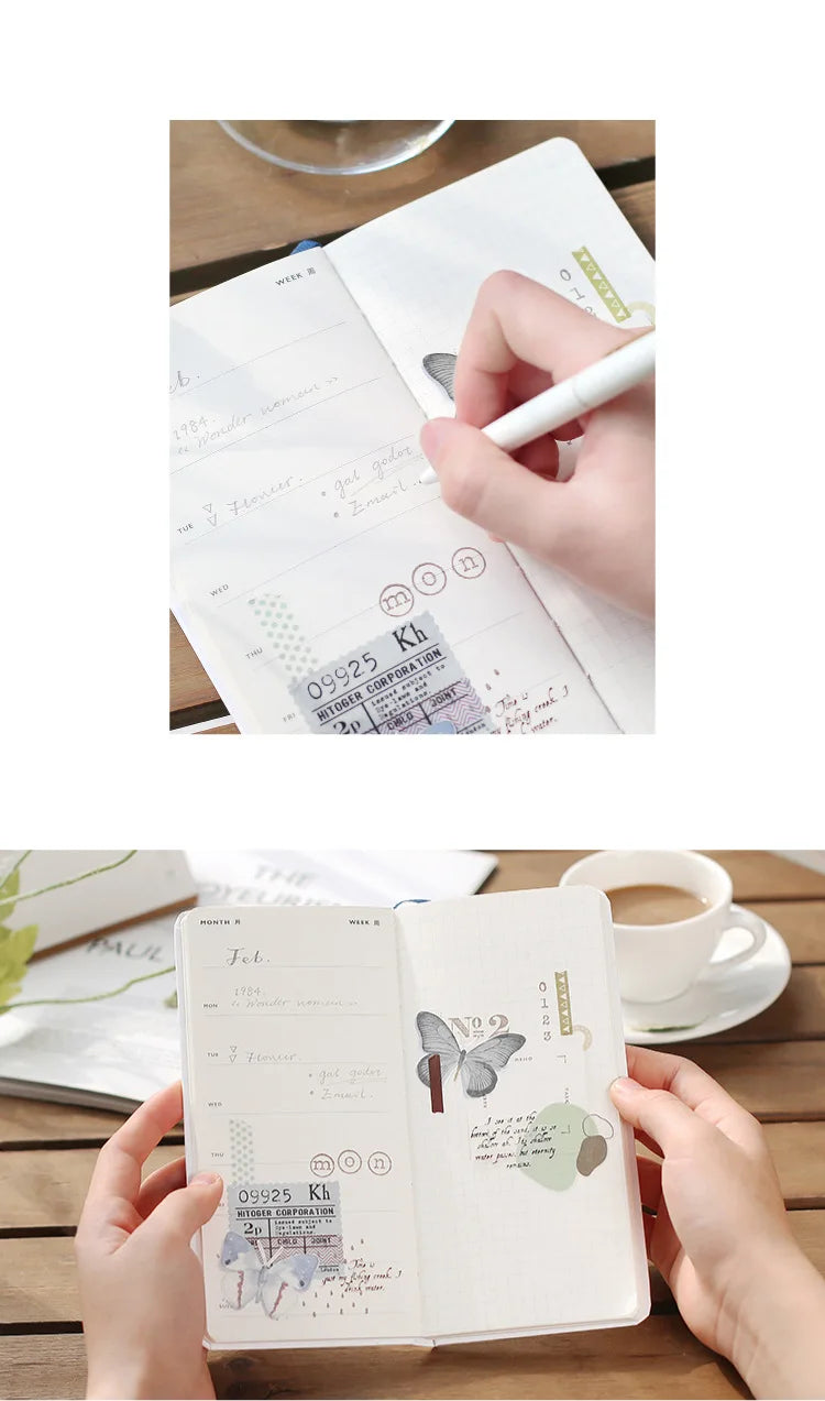 Retro Weekly Planner Notebook – Slim Notepad for Office & School, Cute Weekly Record Book