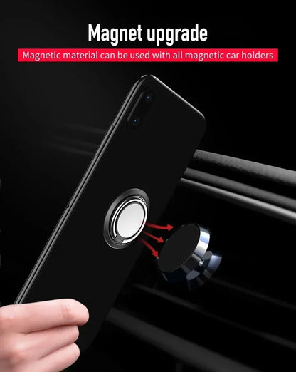 360° Rotating Finger Ring Holder Stand - Magnetic Car Mount & Universal Phone Back Sticker Pad Grip