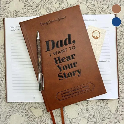 " Mom, I Want to Hear Your Story " Leather Memory Book – A Father’s Guided Journal for Sharing Life Stories