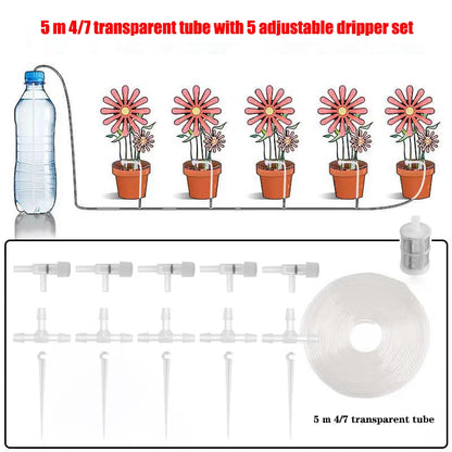 Garden Drip Irrigation Kit — Water-Saving Micro Dripper System with Regulating Valve and 4/7mm Hose for Potted Plants and Greenhouse