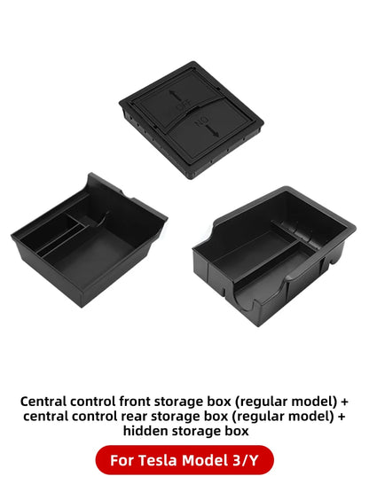 YZ Storage Box for Tesla Model 3 & Model Y – Center Armrest Hidden Box & Cup Holder Organizer, 2023-2022 Car Accessories