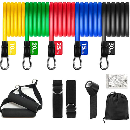 11Pcs Elastic Resistance Bands Set for Fitness, Bodybuilding & Home Gym Workouts