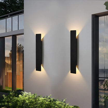 Outdoor Waterproof Wall Lamp – Modern LED Up/Down Light, Black & White Aluminum, IP65, 110V-220V Fixtures