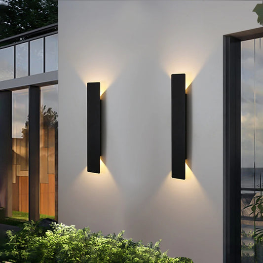 Outdoor Waterproof Wall Lamp – Modern LED Up/Down Light, Black & White Aluminum, IP65, 110V-220V Fixtures