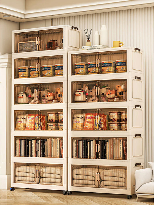 Installation-Free Foldable Storage Cabinet – Plastic Organizer for Kids’ Clothes & Snacks