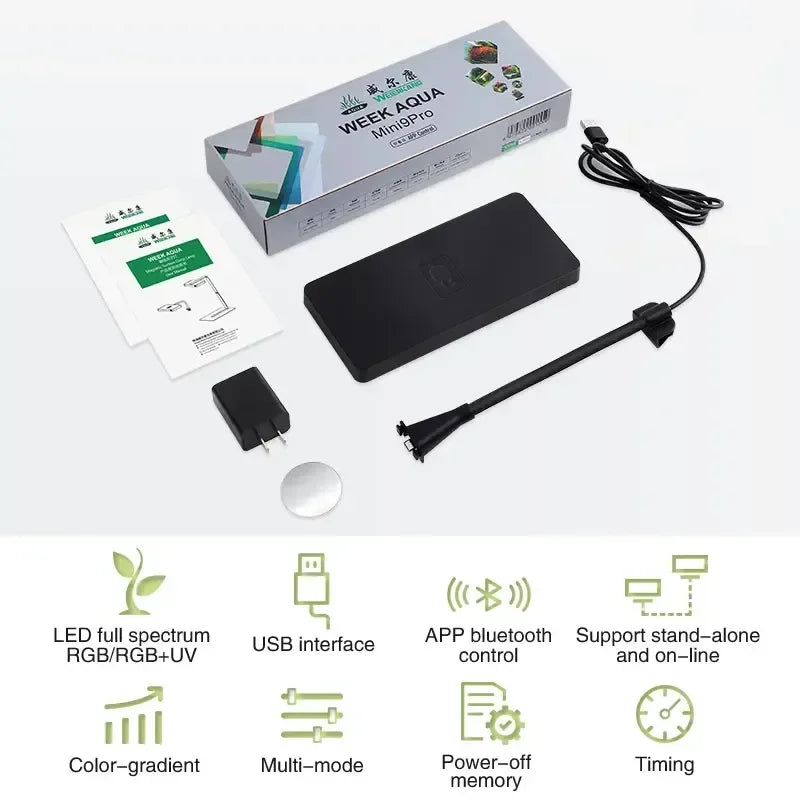 WEEK AQUA USB Aquarium Light — Full Spectrum LED Plant Grow Light for Nano Aquariums & Microlandscapes