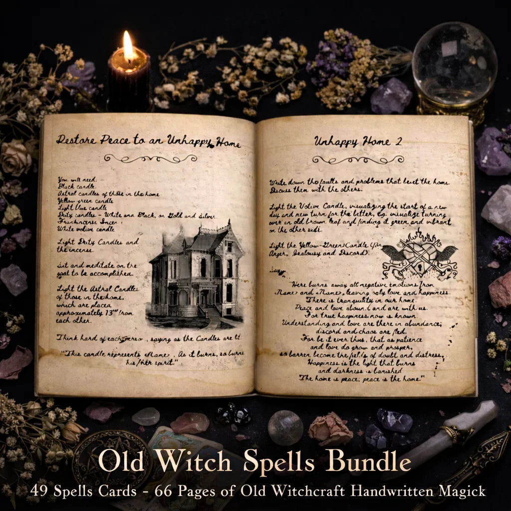 77-Page Witchcraft Grimoire Book of Shadows – Moon Phases, Herbal Lore & Spells Gothic Dark Academia Witch Journal Kit