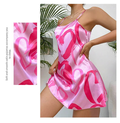 Women’s Sexy Satin Slip Nightdress - Backless Cross Strappy Sleepwear for Luxurious Comfort