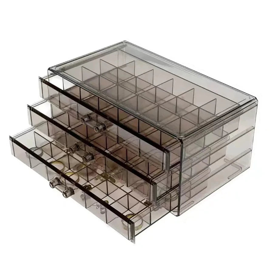 Jewelry Storage Box – Transparent PS, Available in Brown, Gray, Pink Colors