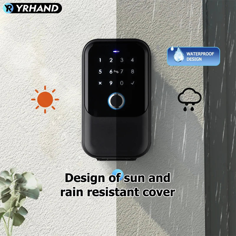 YRHAND TTlock Smart Password Fingerprint Lock Box – Digital Card & Tuya-Compatible Portable IP66 Security for Smart Homes