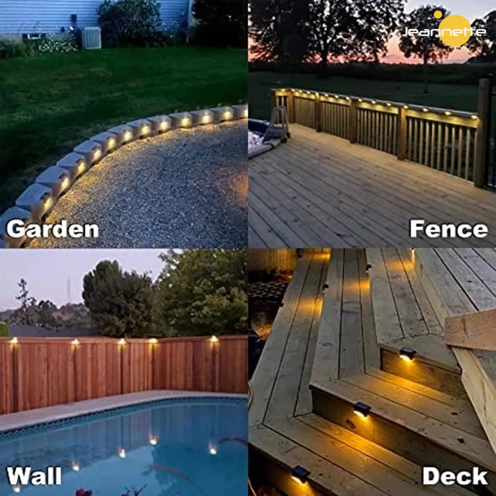 Waterproof Solar Deck Stair Lights: Outdoor LED Path Lighting for Garden Step Patio Fence