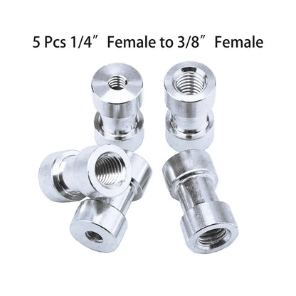 1/4" to 3/8" Female Screw Adapter – Metal Spigot Stud Male Converter for Flash, Light, Tripod & Photo Studio Accessories