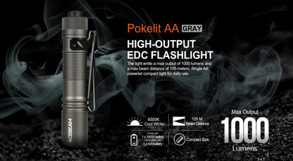 ACEBEAM Pokelit AA EDC Flashlight - 1000 Lumens, CRI90, USB-C Rechargeable, IP68 Waterproof Small Pocket LED for Everyday Carry