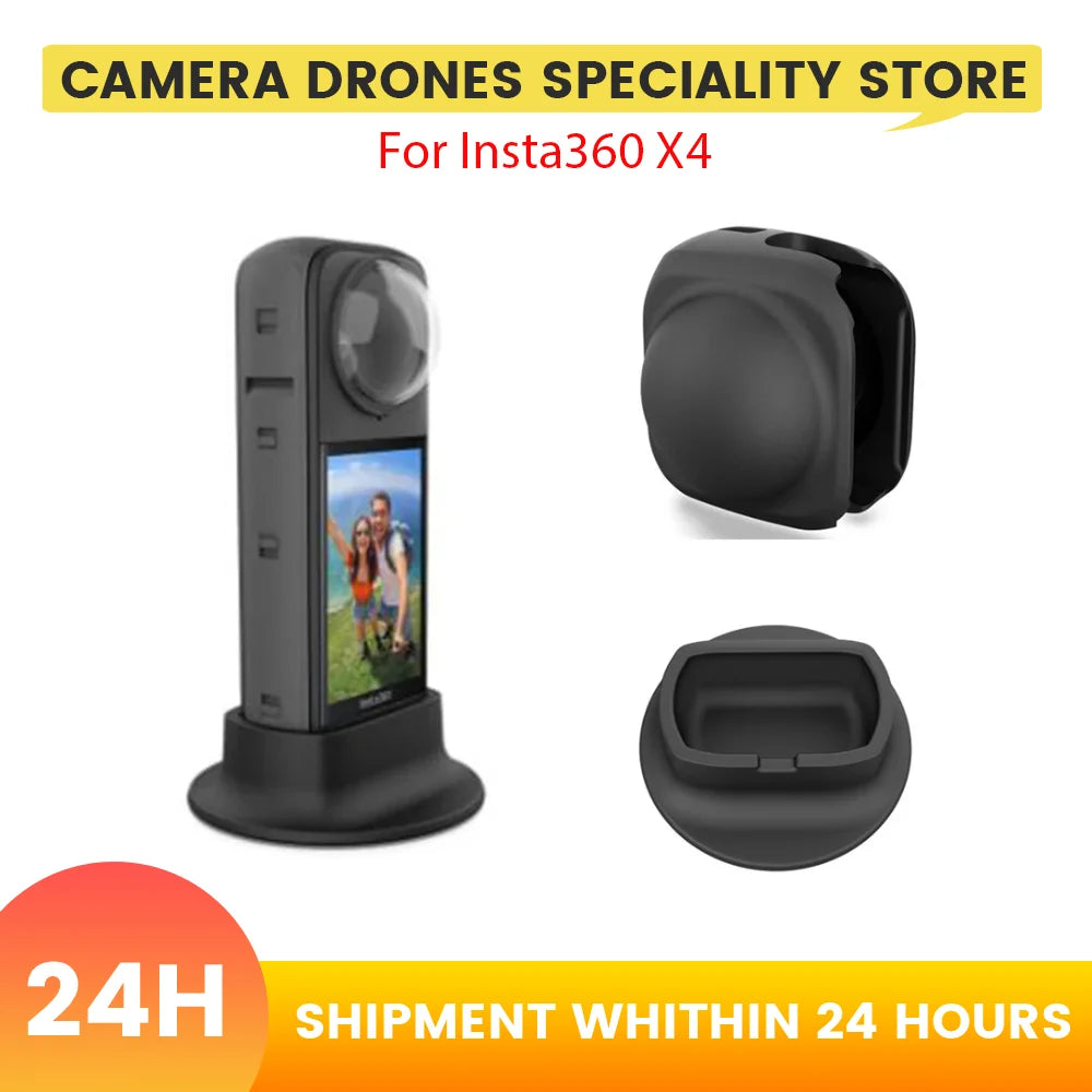 Silicone Base Stand for Insta360 X4 – Desktop Lens Cover & Protective Camera Lens Cap for Sports Camera Accessories