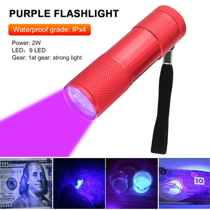 9/21LED UV Light 395nm Waterproof Flashlight – Portable Ultraviolet Torch for Nails, Black Light & Detection