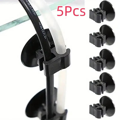 5PCS Aquarium Suction Cup Clips – Double-Headed Tube & Power Line Holders, Filter Wire Organizer for Oxygen Tubing