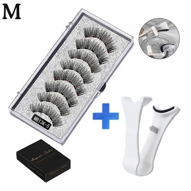 3D Natural Magnetic Eyelashes – 5 Magnetic Lashes with Handmade Gift Box, Reusable Extensions