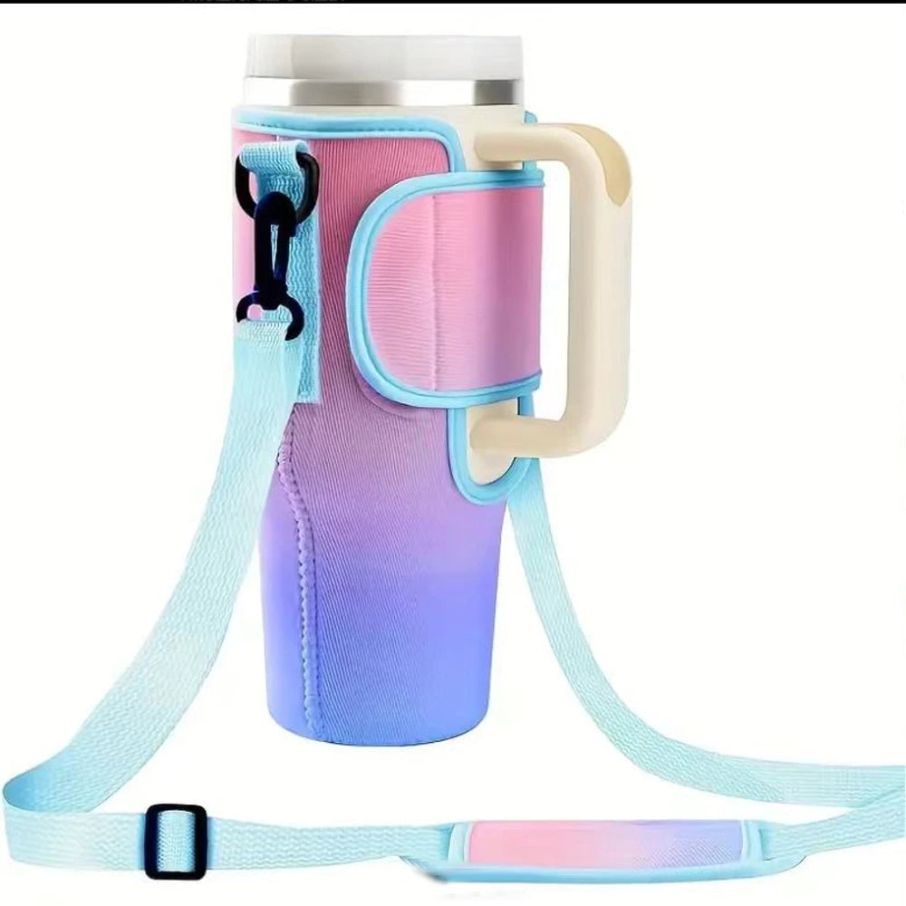 30/40Oz Water Bottle Crossbody Bag — Reusable Cooler Bag with Adjustable Shoulder Strap