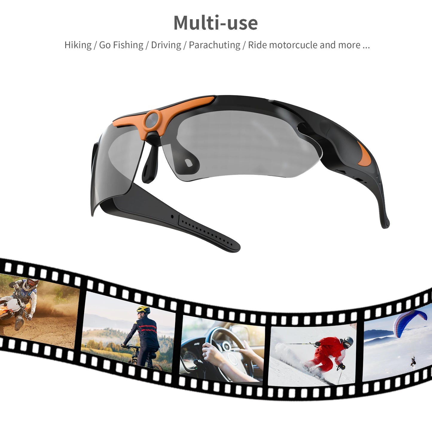 HD 1080P Mini Glasses Camera – Outdoor Bicycle, Motorcycle Security, Polarized Lens Sunglasses with Video Camera Sports Cam