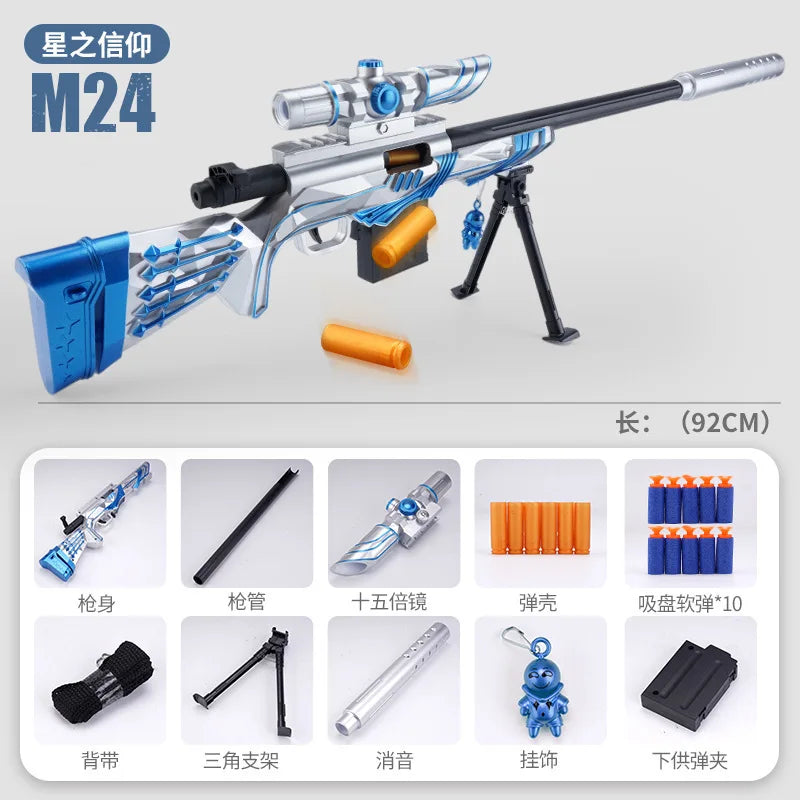 M24 Soft Bullet Sniper Toy Gun with Large Gift Box – Manual AWM Rifle Model for Boys, Christmas 2025 Gift