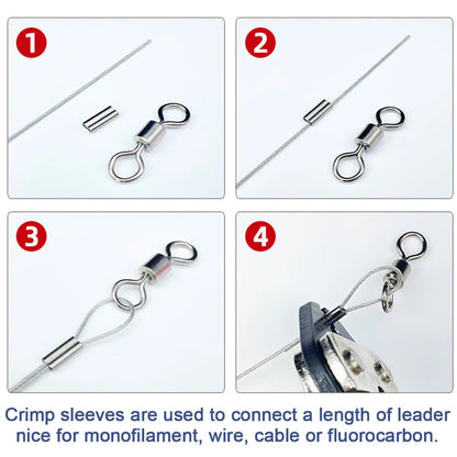 50-200pcs Brass Fishing Wire Tubes – Single & Double Barrel Crimp Sleeves, Line Connectors & Fishing Accessories