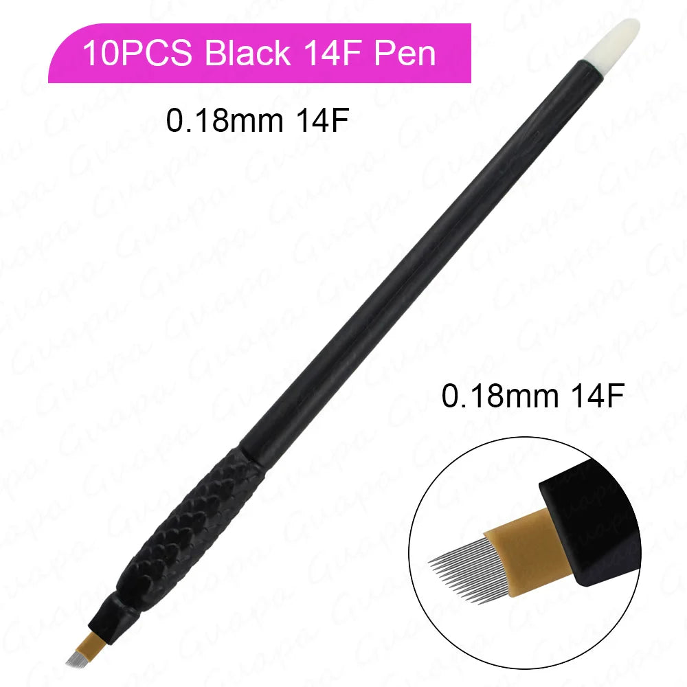 10pcs Disposable Microblading Pens – 18U & 14F Semi-Permanent Eyebrow Hand Tools