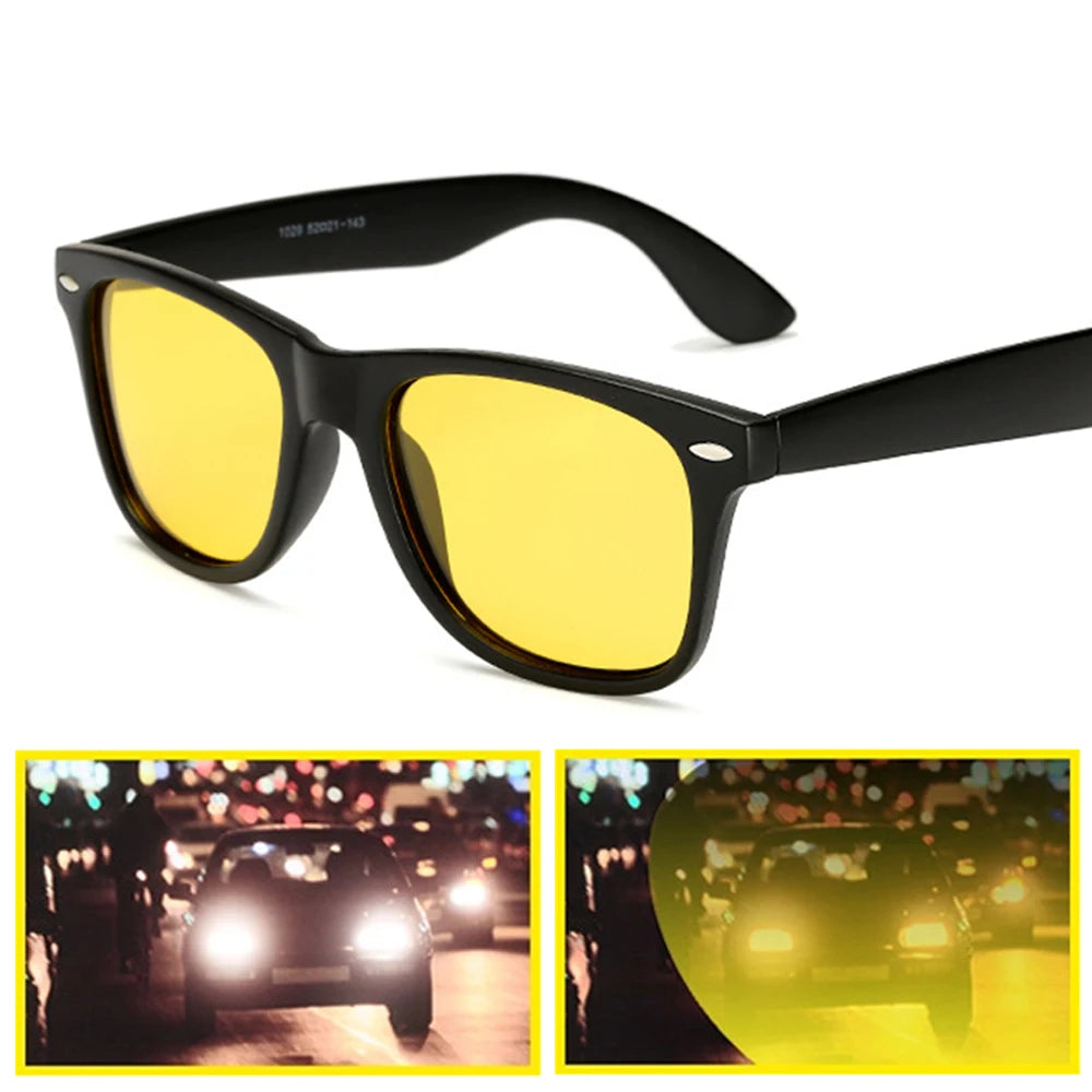 VIVIBEE Classic Night Vision Glasses — Square Polarized UV400 Yellow Lenses for Men & Women, Driving Sunglasses 2025