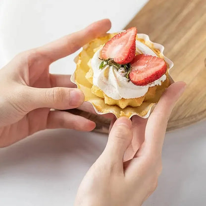 100pcs Disposable Muffin & Egg Tart Cups – Heat-Resistant Thickened Paper Cupcake Liners for Baking