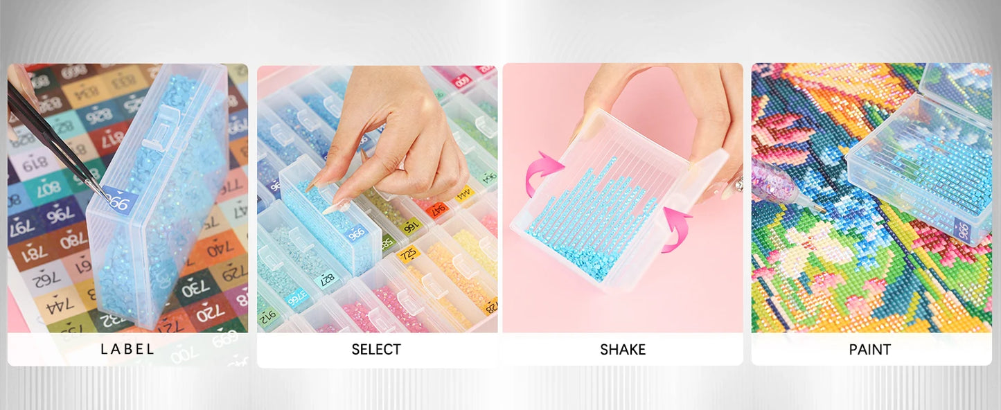 45pcs Diamond Painting Accessories – 2 in 1 Storage Trays with Lids & Bead Organizer