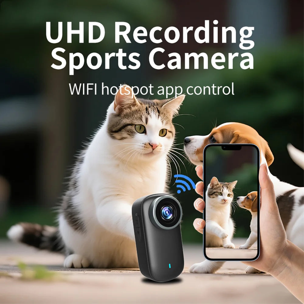 4K WiFi Mini Action Camera — Portable Thumb-Size Sport Cam for Outdoor, Helmet, Motorcycle, Cycling & Vlogging