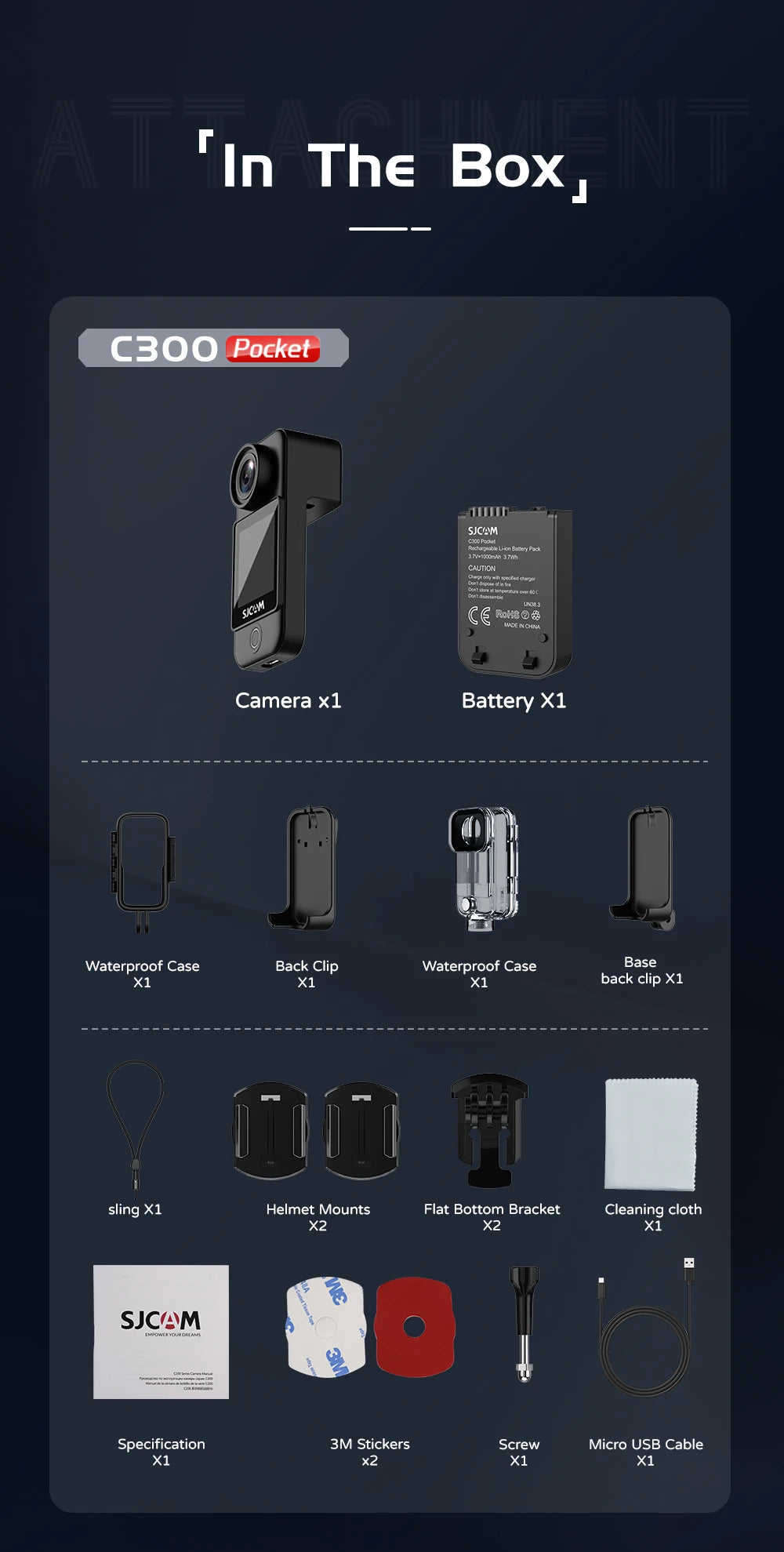 SJCAM C300 4K Action Camera – 30FPS Pocket Sports Cam with 6-Axis GYRO Stabilization, Long Battery, 5G WiFi, and Remote Control