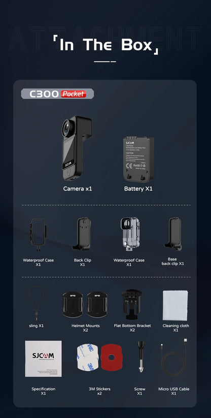 SJCAM C300 4K Action Camera – 30FPS Pocket Sports Cam with 6-Axis GYRO Stabilization, Long Battery, 5G WiFi, and Remote Control