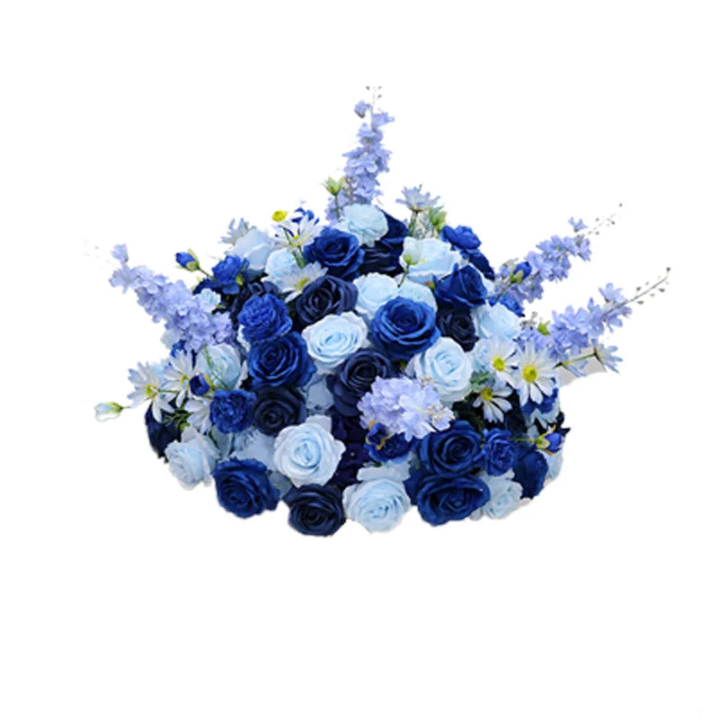 Large White/Blue Rose Flower Ball – 80-30cm Artificial Floral Bouquet for Wedding & Event Table Centerpiece Decoration