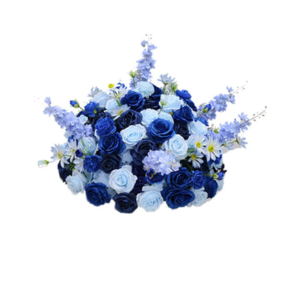 Large White/Blue Rose Flower Ball – 80-30cm Artificial Floral Bouquet for Wedding & Event Table Centerpiece Decoration