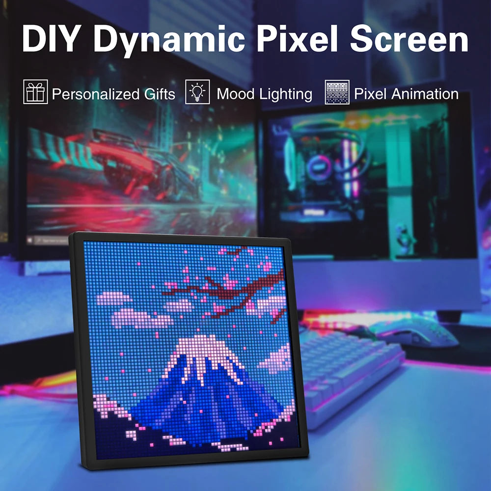 64x64 RGB LED Pixel Display Matrix Panel, Programmable Pixel Art Screen with Bluetooth App Control